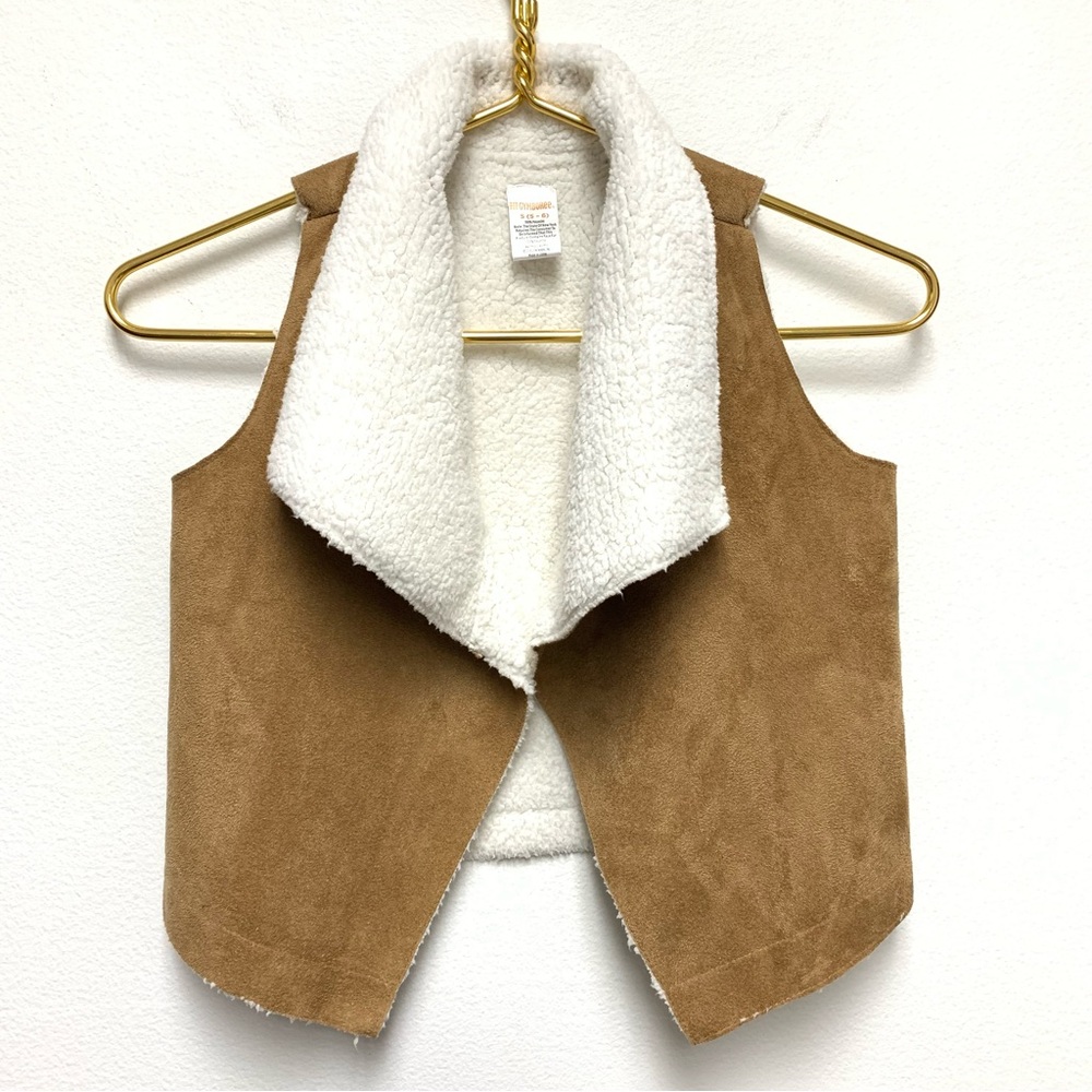 Gymboree Faux‎ Suede Sherpa Lined Vest Jacket Girls Sz Small Winter Boho Western